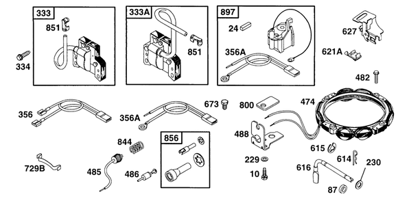 Electrical Diagram and Parts List for 252412-0728-XX  Briggs and Stratton Engine